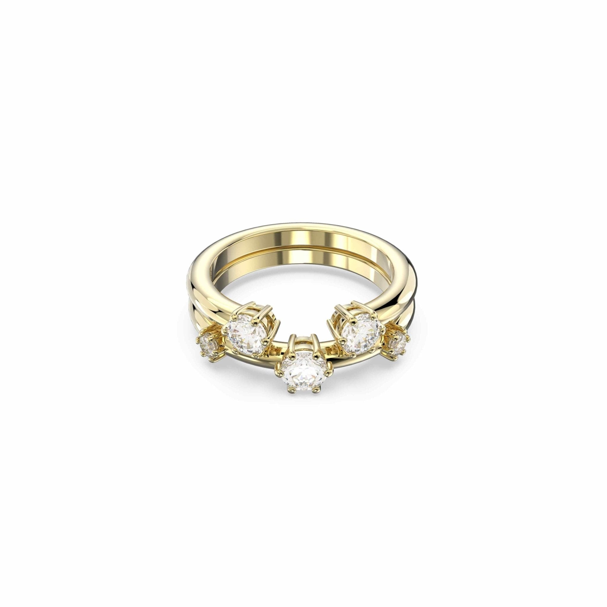 Swarovski Constella Ring Set (2), Round Cut, White, Gold-tone Plated -Swarovski