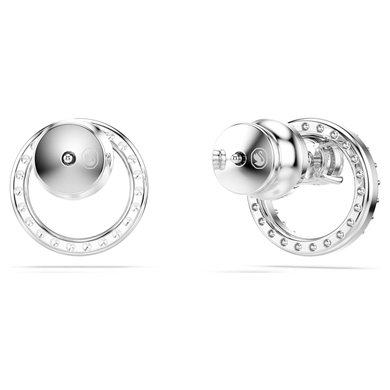 Swarovski Constella Stud Earrings, Round Cut, White, Rhodium Plated -Swarovski