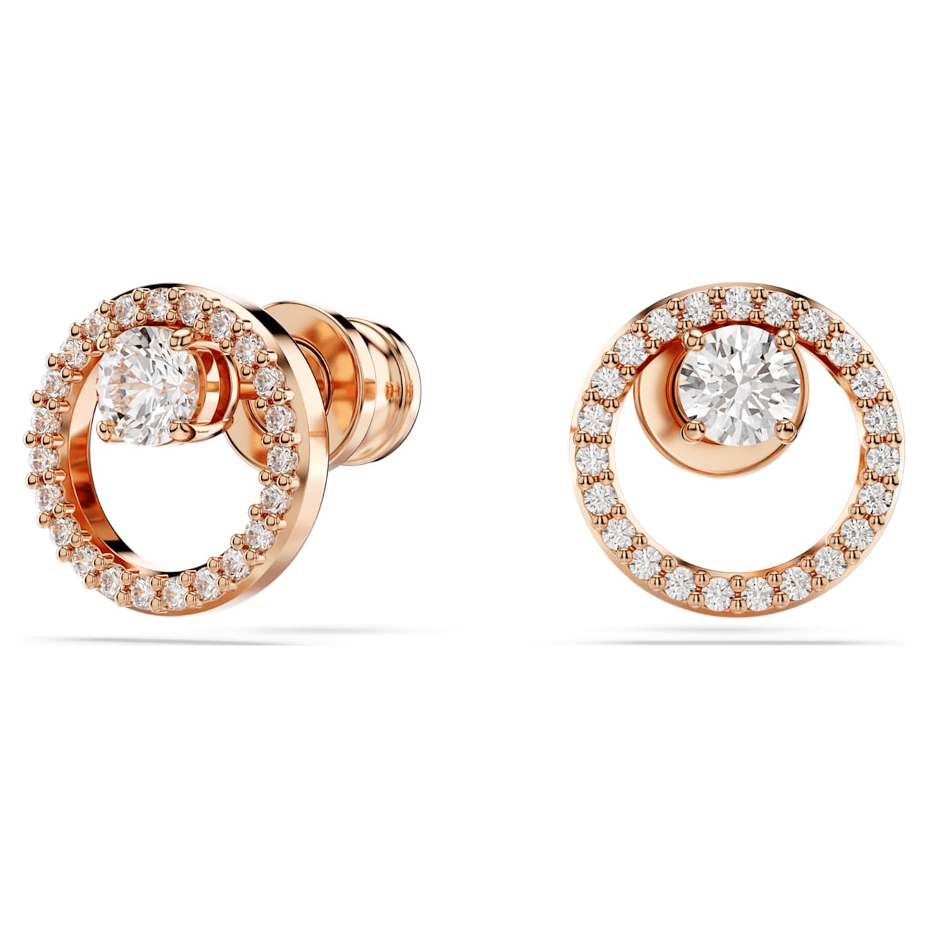Swarovski Constella Stud Earrings, Round Cut, White, Rose Gold-Tone Plated -Swarovski