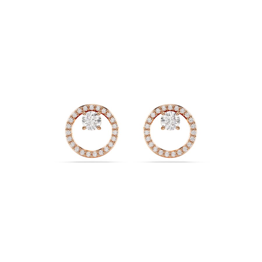 Swarovski Constella Stud Earrings, Round Cut, White, Rose Gold-Tone Plated -Swarovski
