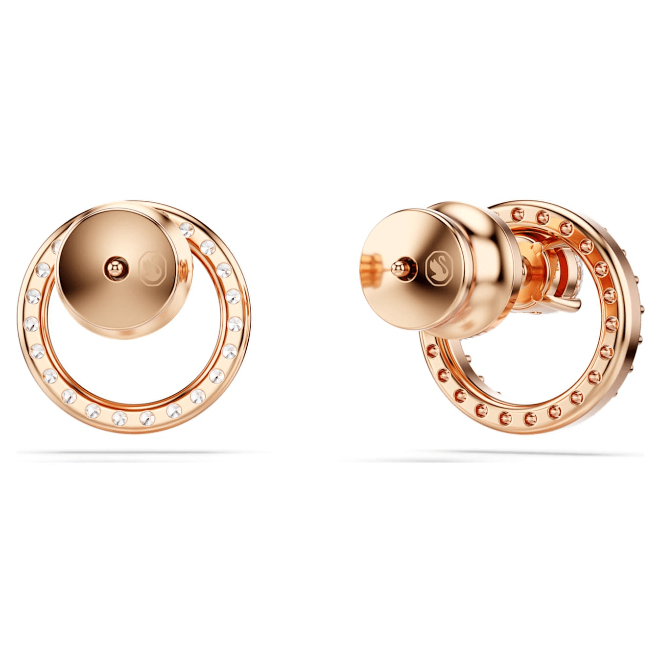 Swarovski Constella Stud Earrings, Round Cut, White, Rose Gold-Tone Plated -Swarovski