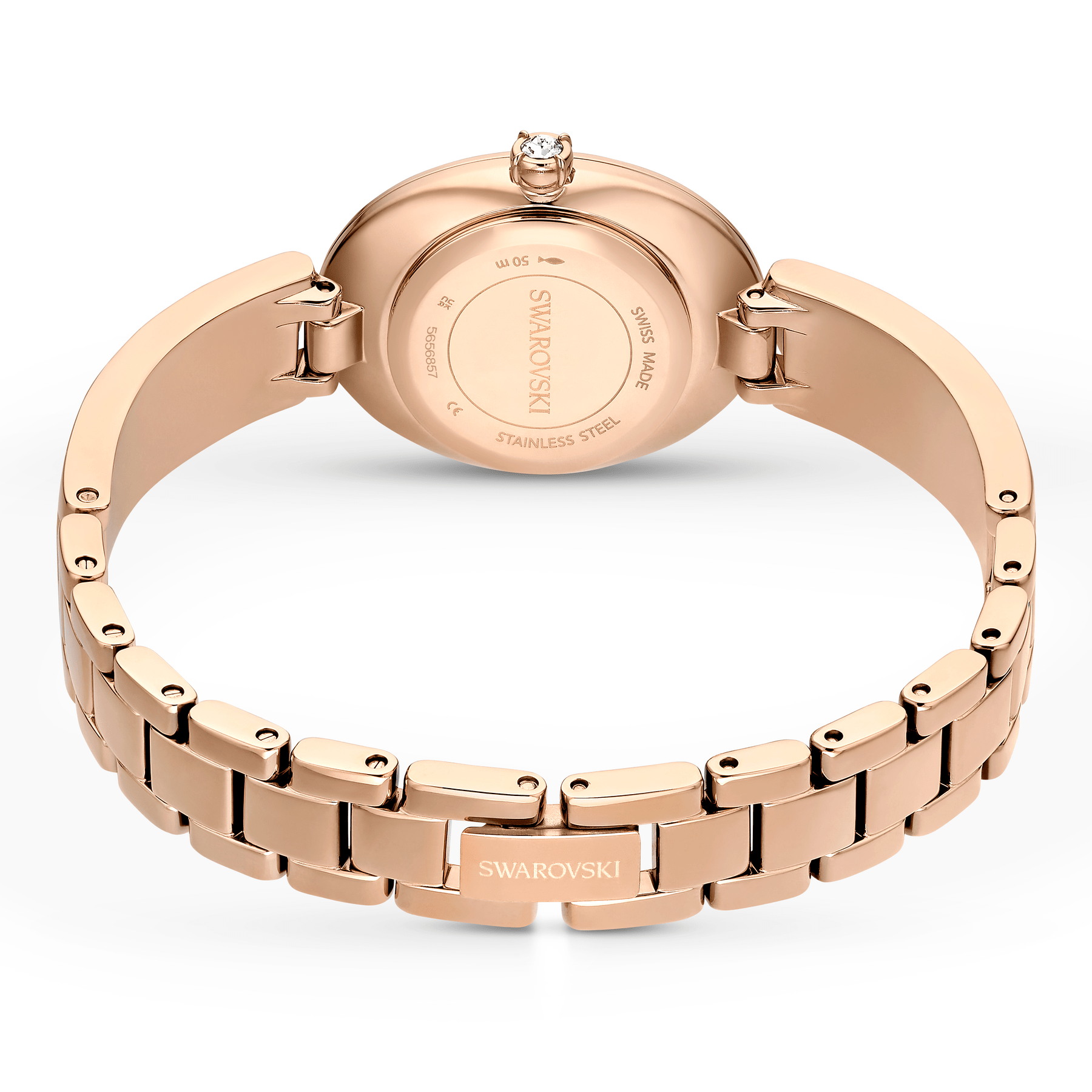 Swarovski Crystal Rock oval watch Swiss Made, Crystal bracelet, Gray, Rose gold-tone finish -Swarovski
