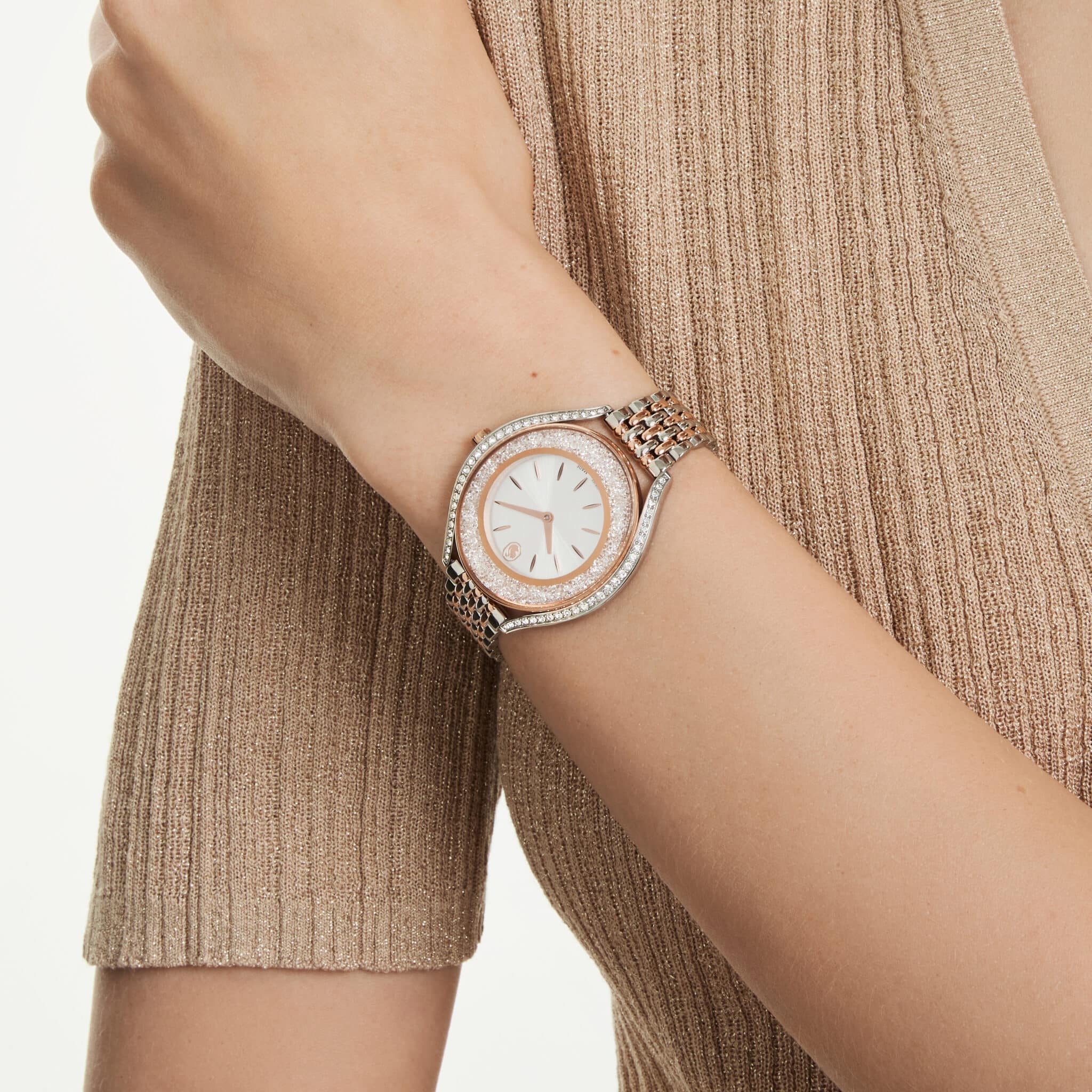 Swarovski Crystalline Aura Watch, Swiss Made, Metal Bracelet, Rose gold tone, Mixed metal finish -Swarovski