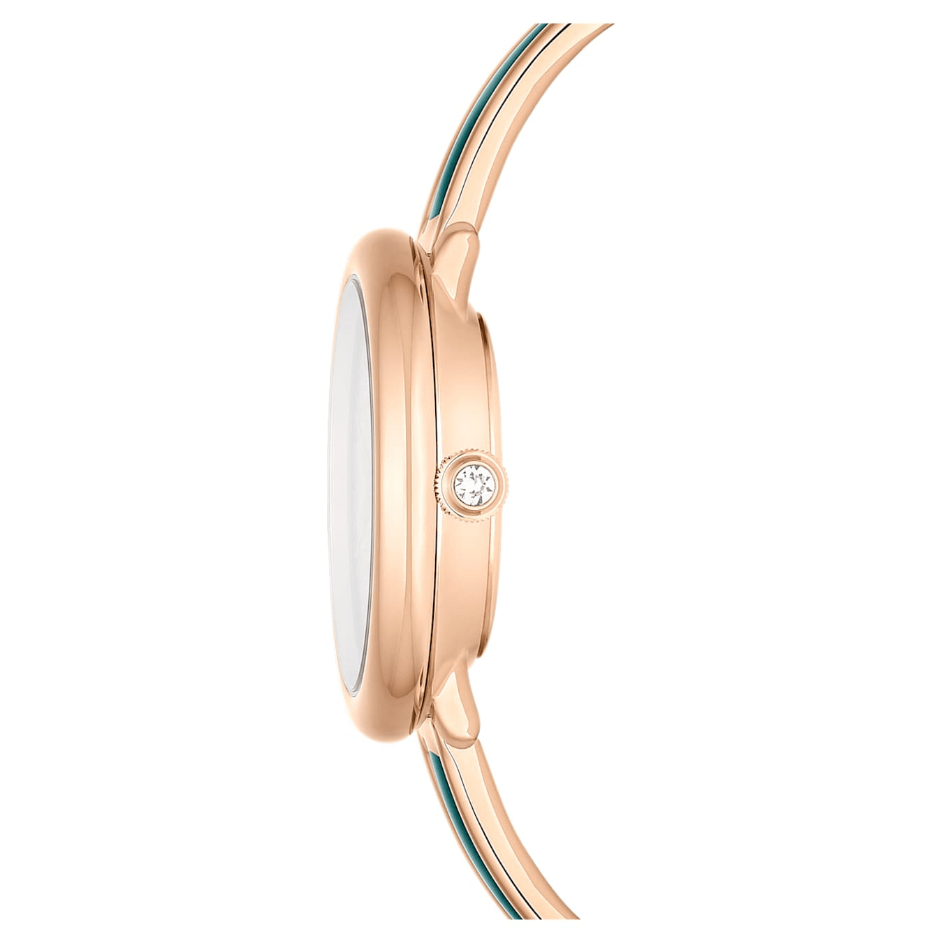 Swarovski Crystalline Bangle Watch, Swiss Made, Metal bracelet, Green, Rose gold-tone Finish -Swarovski