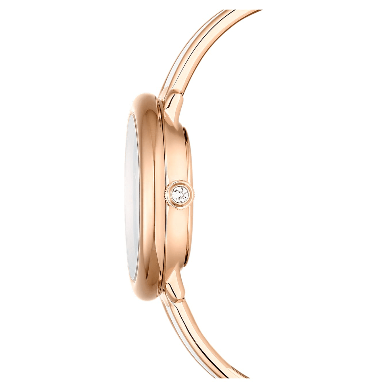 Swarovski Crystalline Bangle Watch, Swiss Made, Metal bracelet, White, Rose gold-tone Finish -Swarovski