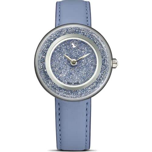 Swarovski Crystalline Lustre Watch Swiss Made, Leather strap, Blue, Stainless steel -Swarovski
