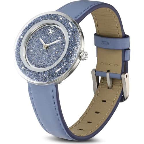 Swarovski Crystalline Lustre Watch Swiss Made, Leather strap, Blue, Stainless steel -Swarovski