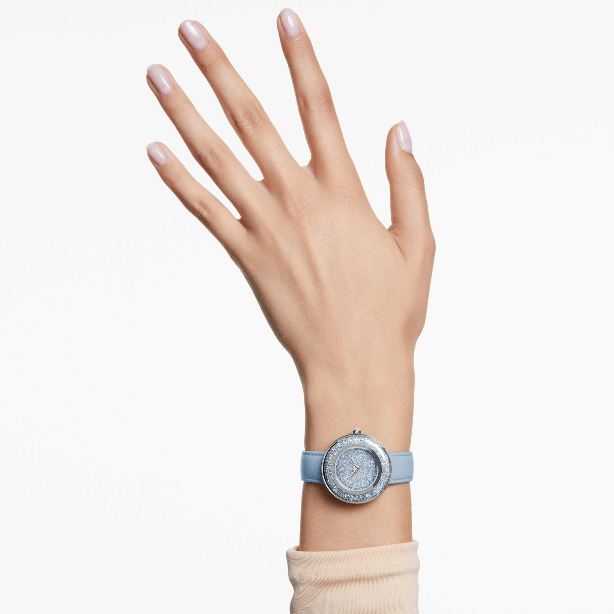 Swarovski Crystalline Lustre Watch Swiss Made, Leather strap, Blue, Stainless steel -Swarovski