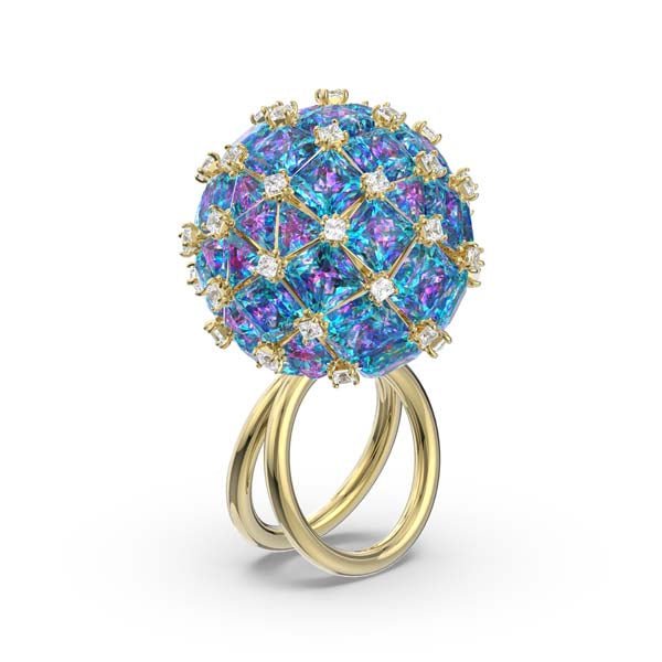 Swarovski Curiosa Ring Blue Gold Tone Plated -Swarovski