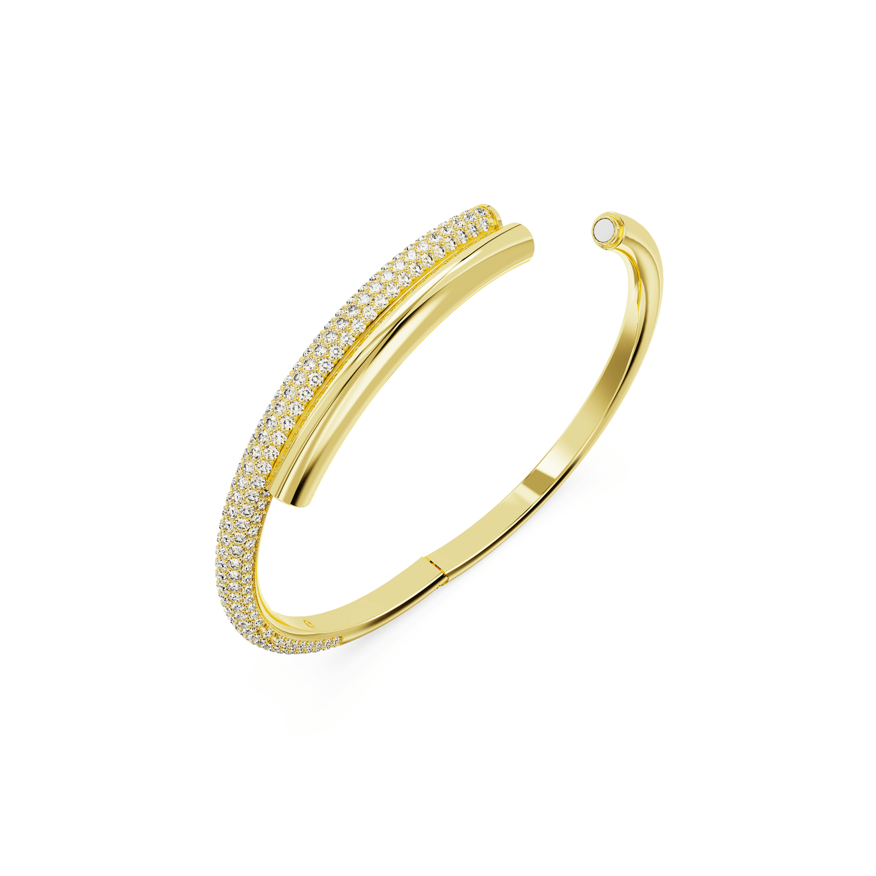 Swarovski Dextera bangle Magnetic closure, White, Gold-tone plated -Swarovski