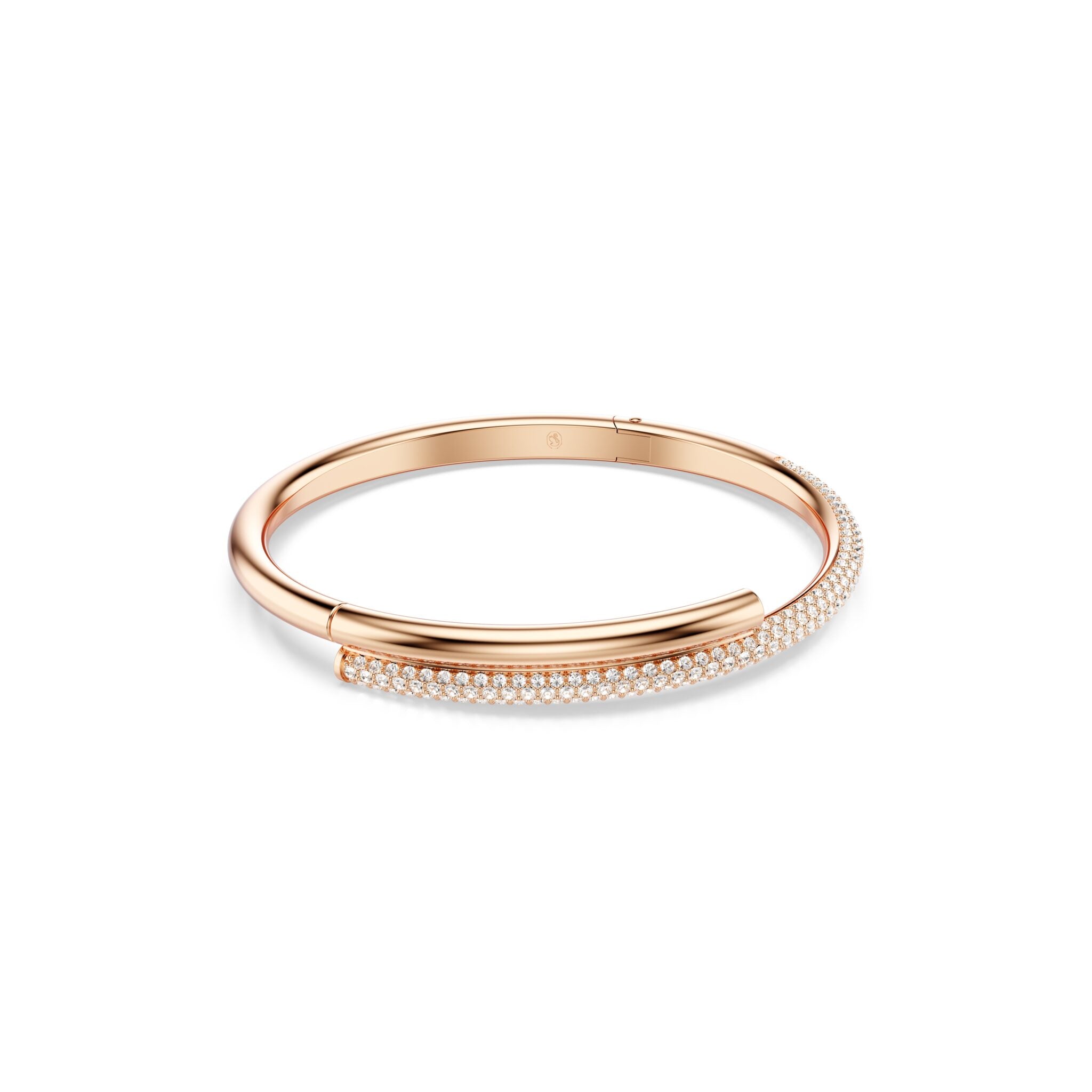 Swarovski Dextera Bangle Magnetic Closure, White, Rose Gold-tone Plated -Swarovski