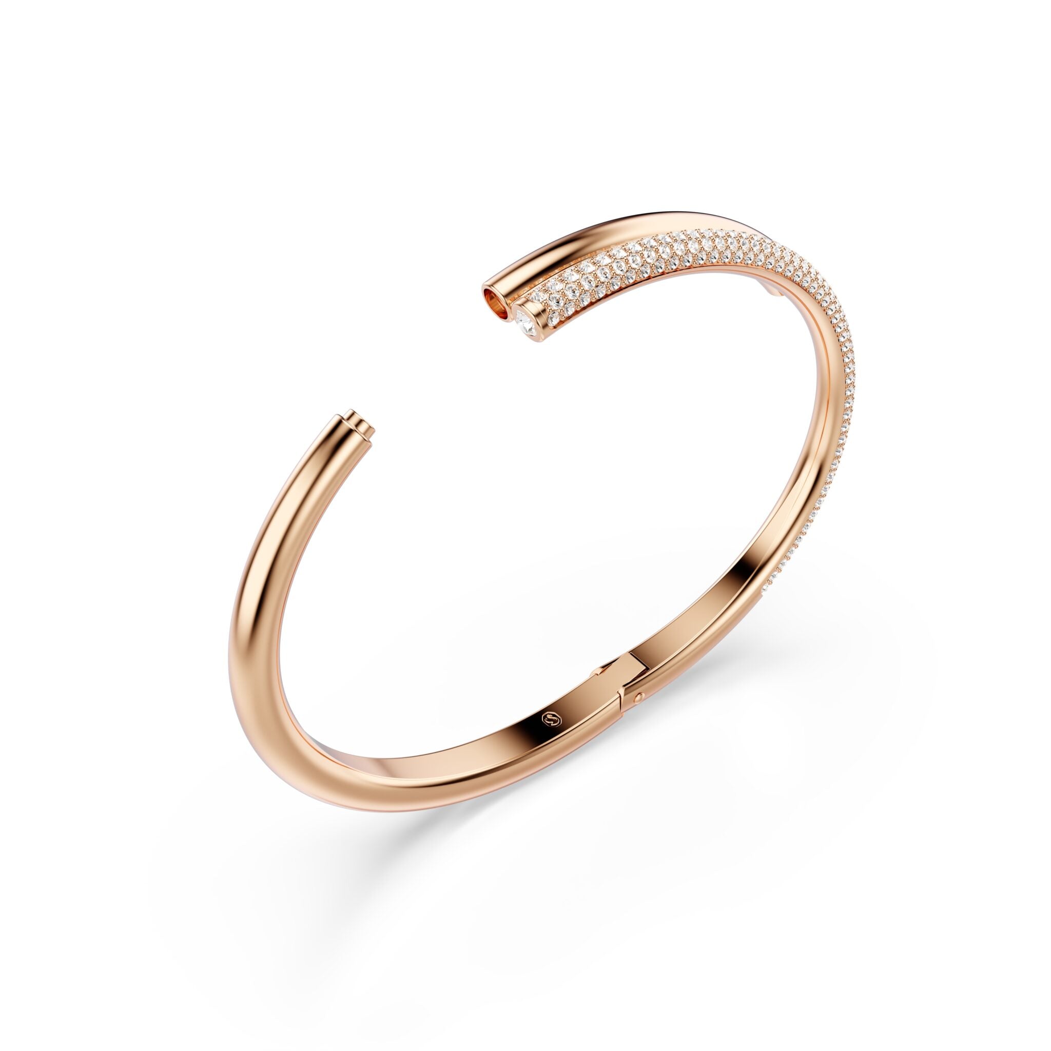 Swarovski Dextera Bangle Magnetic Closure, White, Rose Gold-tone Plated -Swarovski