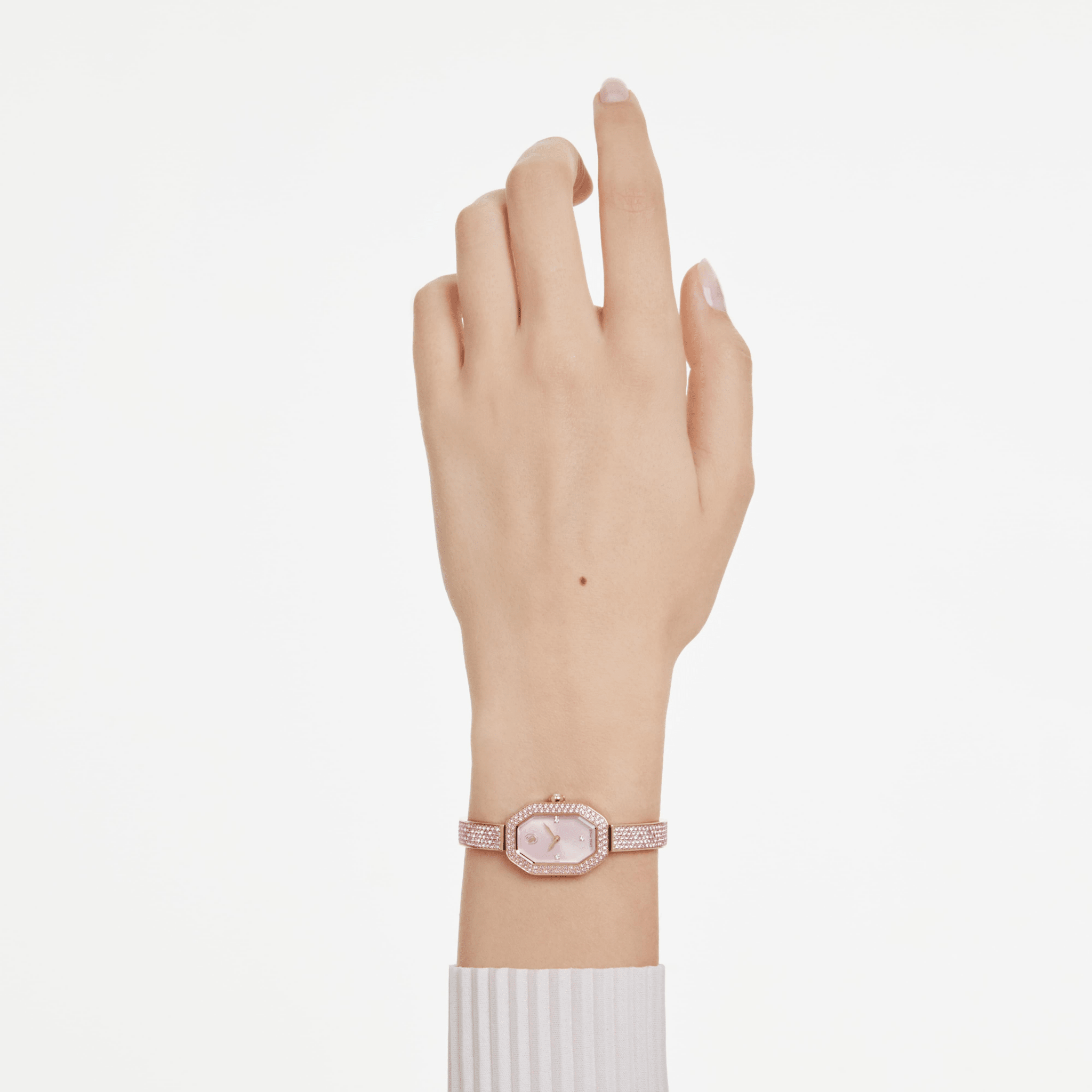 Swarovski Dextera Bangle Watch, Swiss Made, Metal Bracelet, Pink, Rose Gold-tone Plated -Swarovski