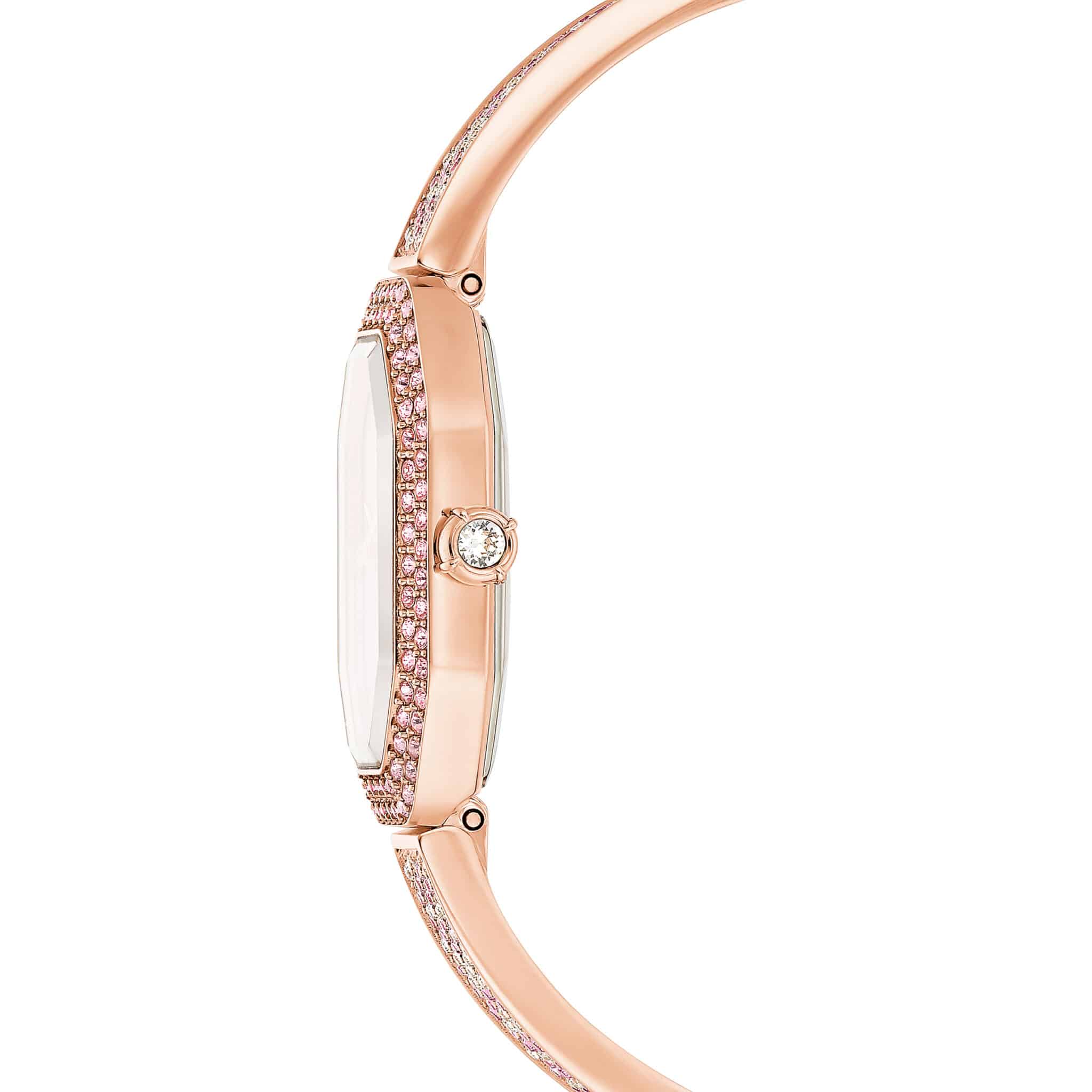 Swarovski Dextera Bangle Watch, Swiss Made, Metal Bracelet, Pink, Rose Gold-tone Plated -Swarovski