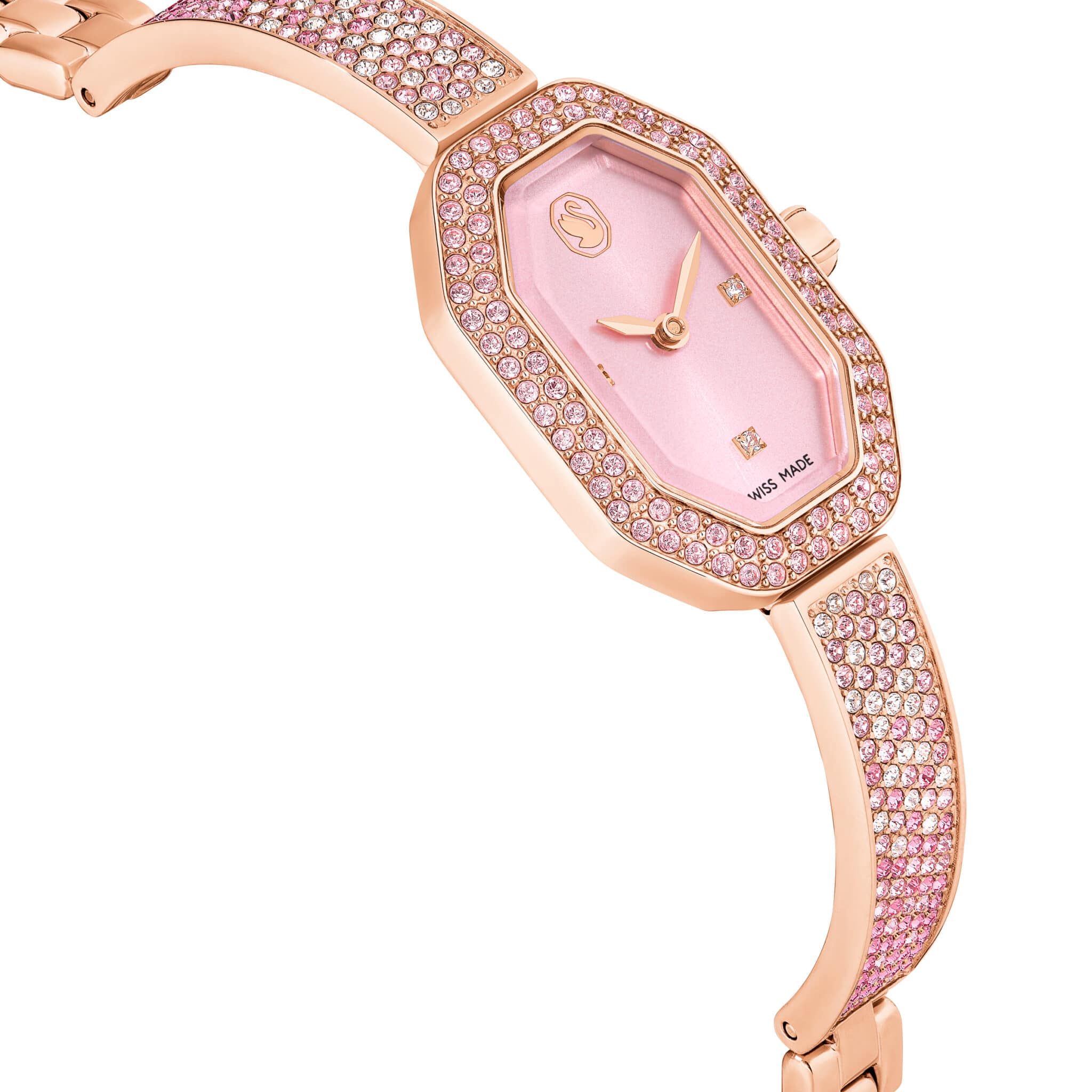 Swarovski Dextera Bangle Watch, Swiss Made, Metal Bracelet, Pink, Rose Gold-tone Plated -Swarovski