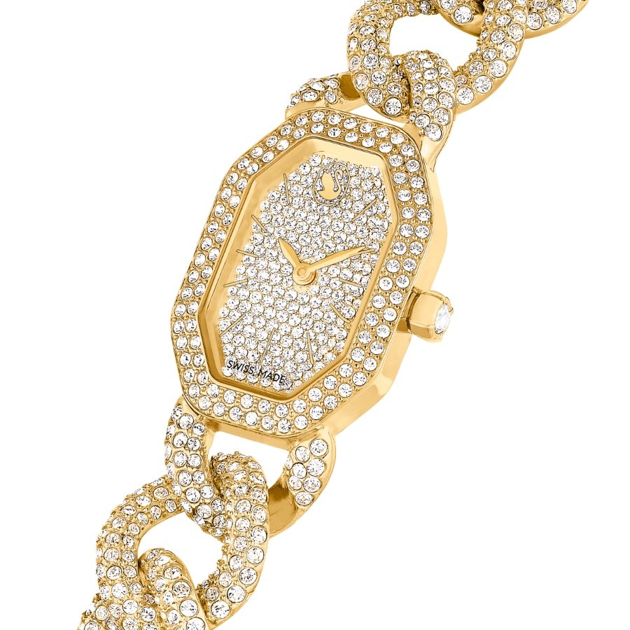 Swarovski Dextera Chain Watch, Swiss Made, Crystal Bracelet, Gold tone, Gold-Tone Finish -Swarovski