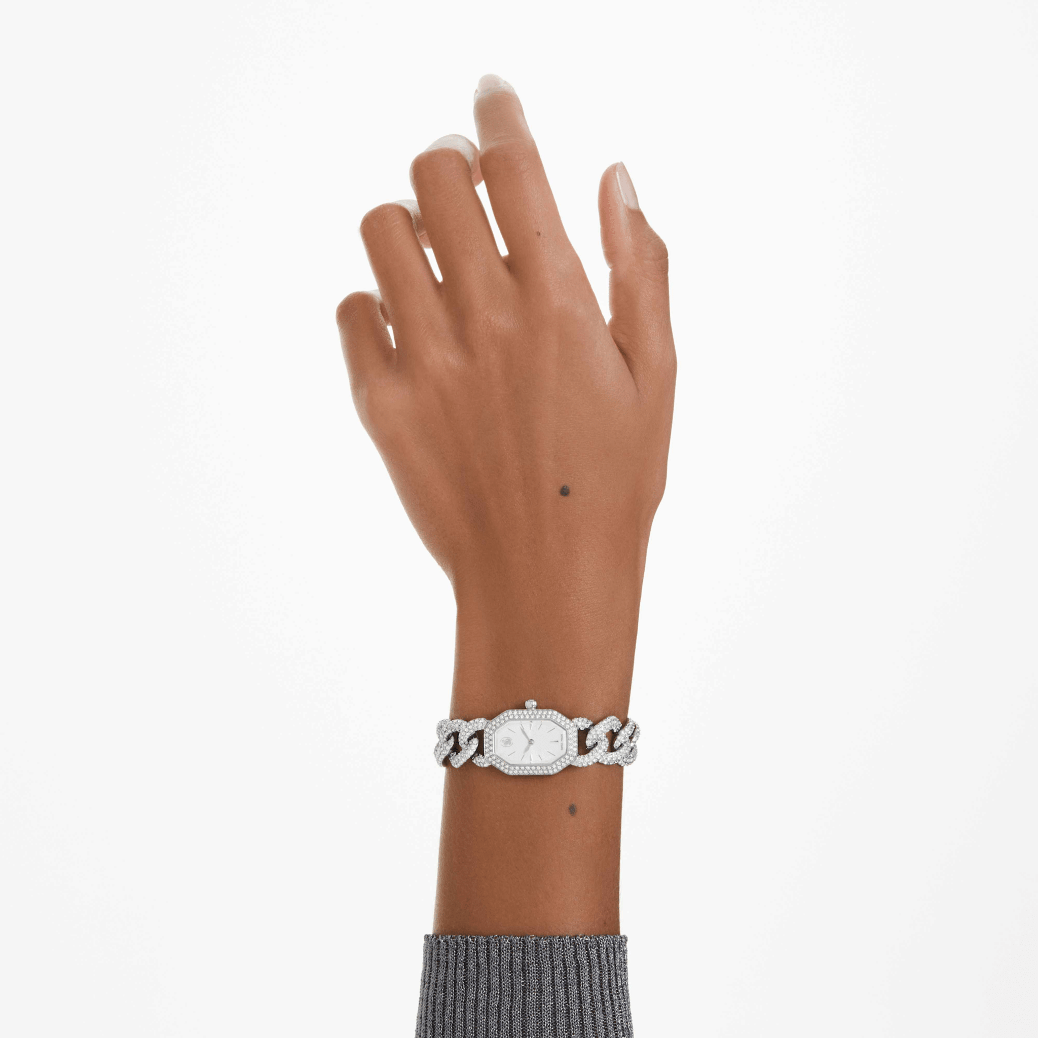 Swarovski Dextera Chain Watch, Swiss Made, Crystal Bracelet, Silver Tone, Stainless Steel -Swarovski