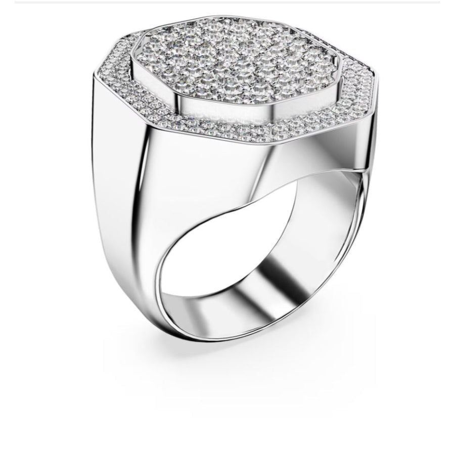 Swarovski Dextera Cocktail Ring Octagon Shape, White, Rhodium Plated -Swarovski