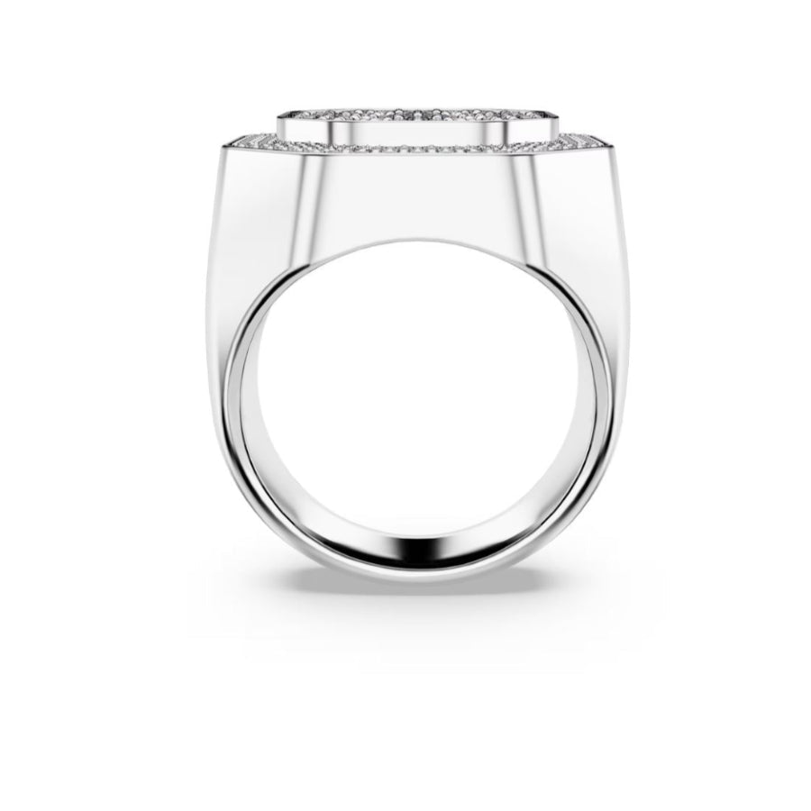 Swarovski Dextera Cocktail Ring Octagon Shape, White, Rhodium Plated -Swarovski