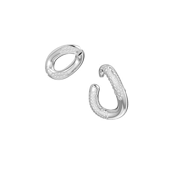 Swarovski Dextera Ear Cuff Set (2), Asymmetrical Design, White, Rhodium Plated -Swarovski