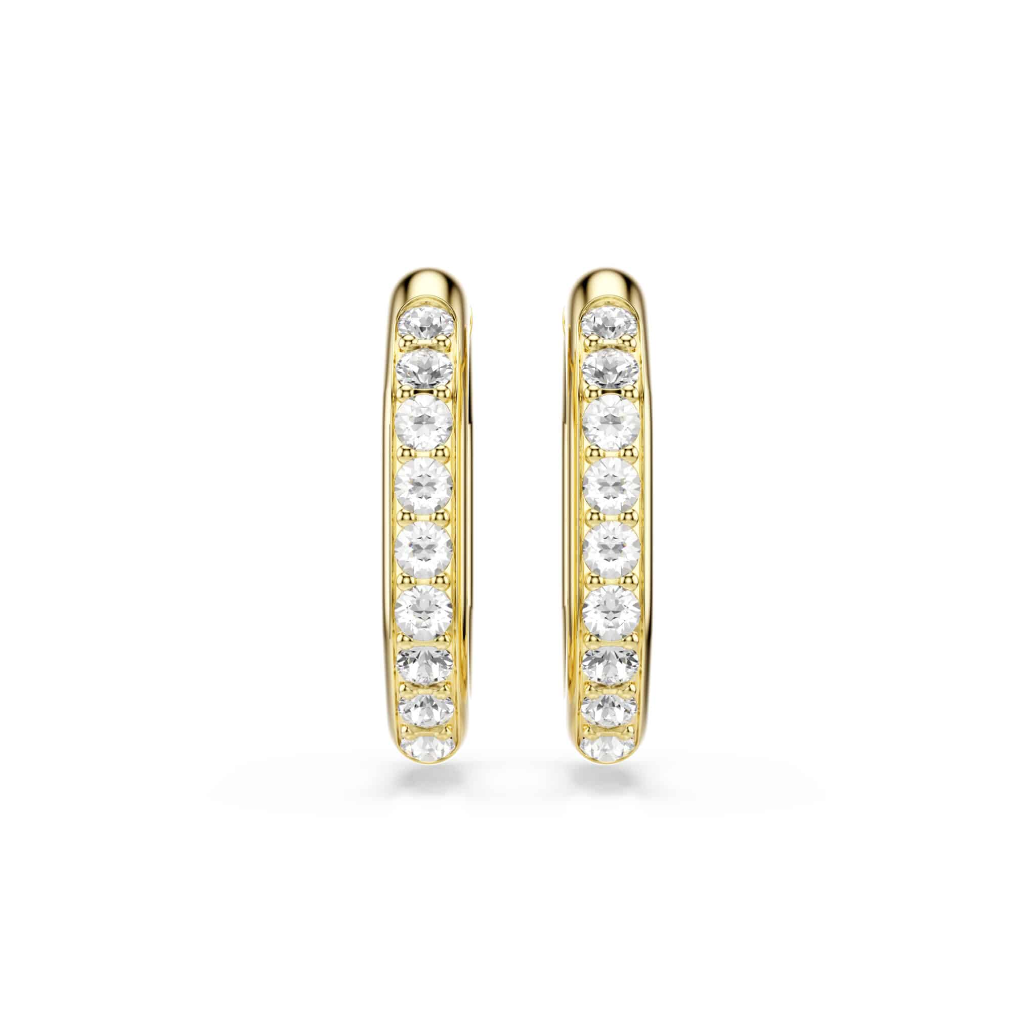 Swarovski Dextera Hoop Earrings, Octagon Shape, Round Cut, White, Rhodium Plated -Swarovski