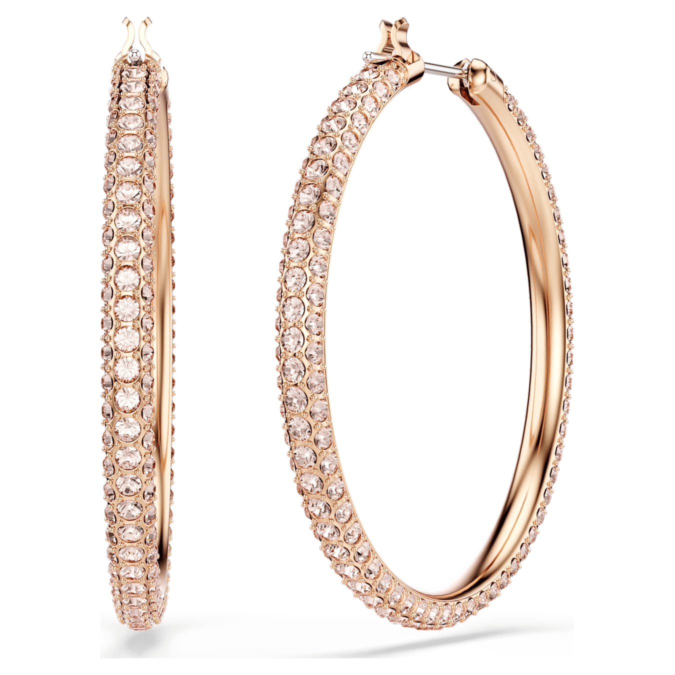 Swarovski Dextera hoop earrings Pavé, Large, White, Rose gold-tone plated -Swarovski