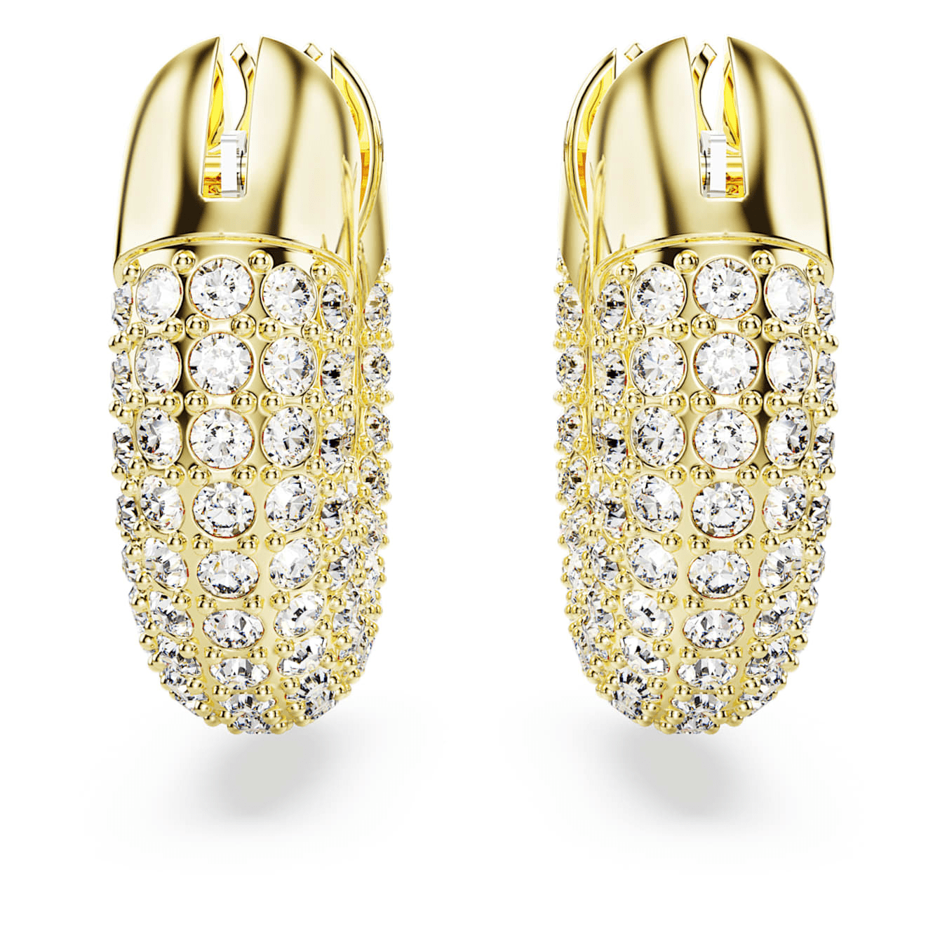 Swarovski Dextera Hoop Earrings Small, White, Gold-Tone Plated -Swarovski