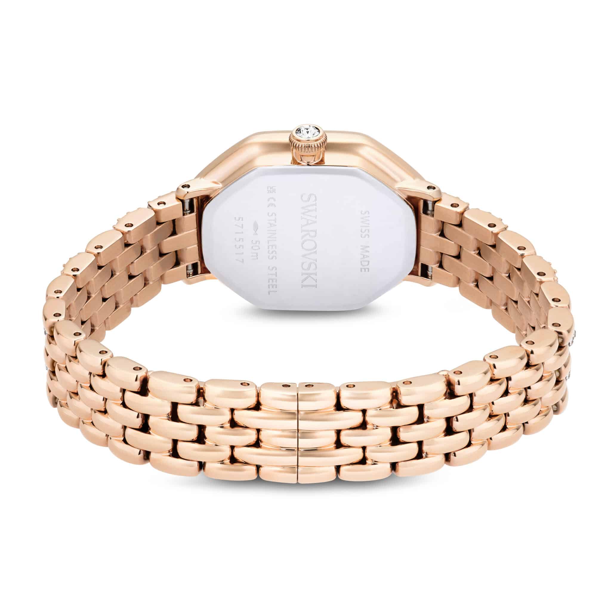 Swarovski Dextera Octagon Watch, Swiss Made, Metal Bracelet, Gold tone, Rose Gold-tone Finish -Swarovski