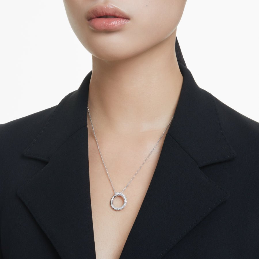 Swarovski Dextera Pendant, Pavé, White, Rhodium Plated -Swarovski