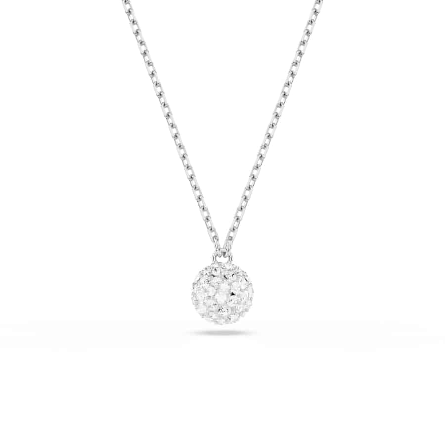 Swarovski Dextera Pendant, Round Cut, Sphere, White, Rhodium Plated -Swarovski