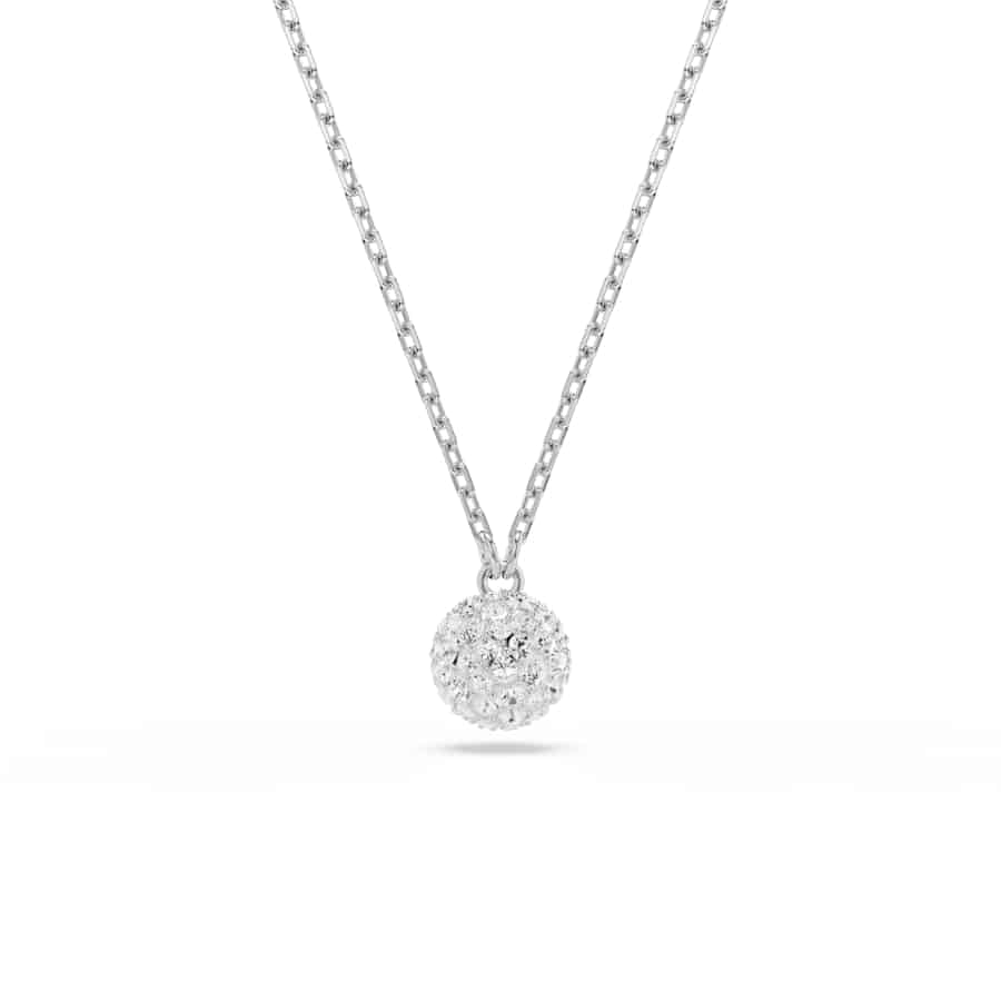 Swarovski Dextera Pendant, Round Cut, Sphere, White, Rhodium Plated -Swarovski