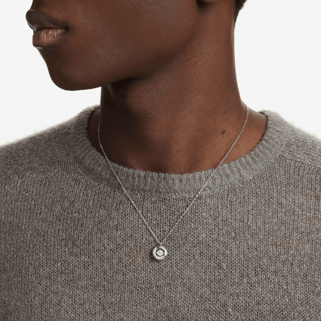 Swarovski Dextera Pendant, Round Cut, White, Rhodium Plated -Swarovski