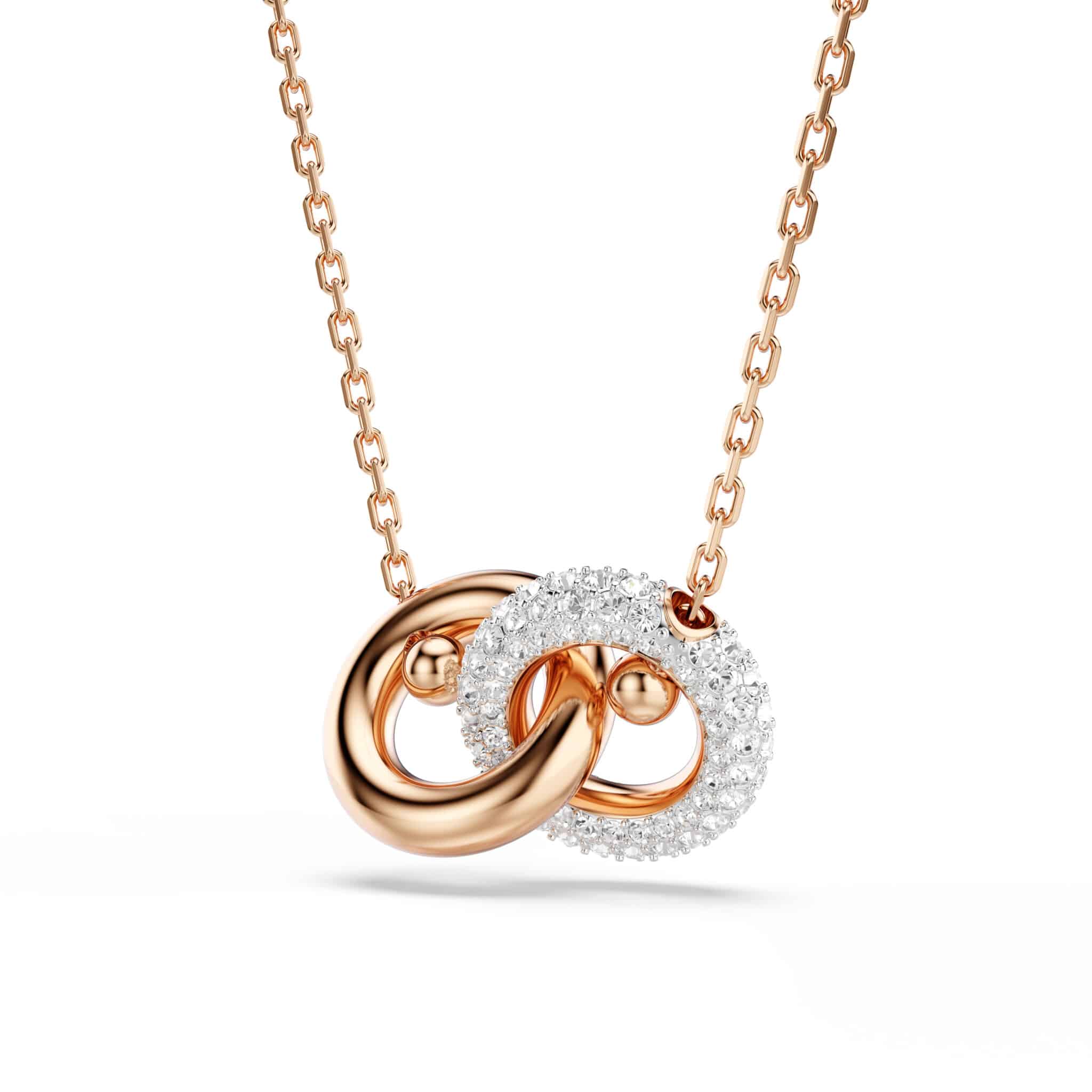 Swarovski Dextera Pendant, Round cut, White, Rose gold-tone plated -Swarovski