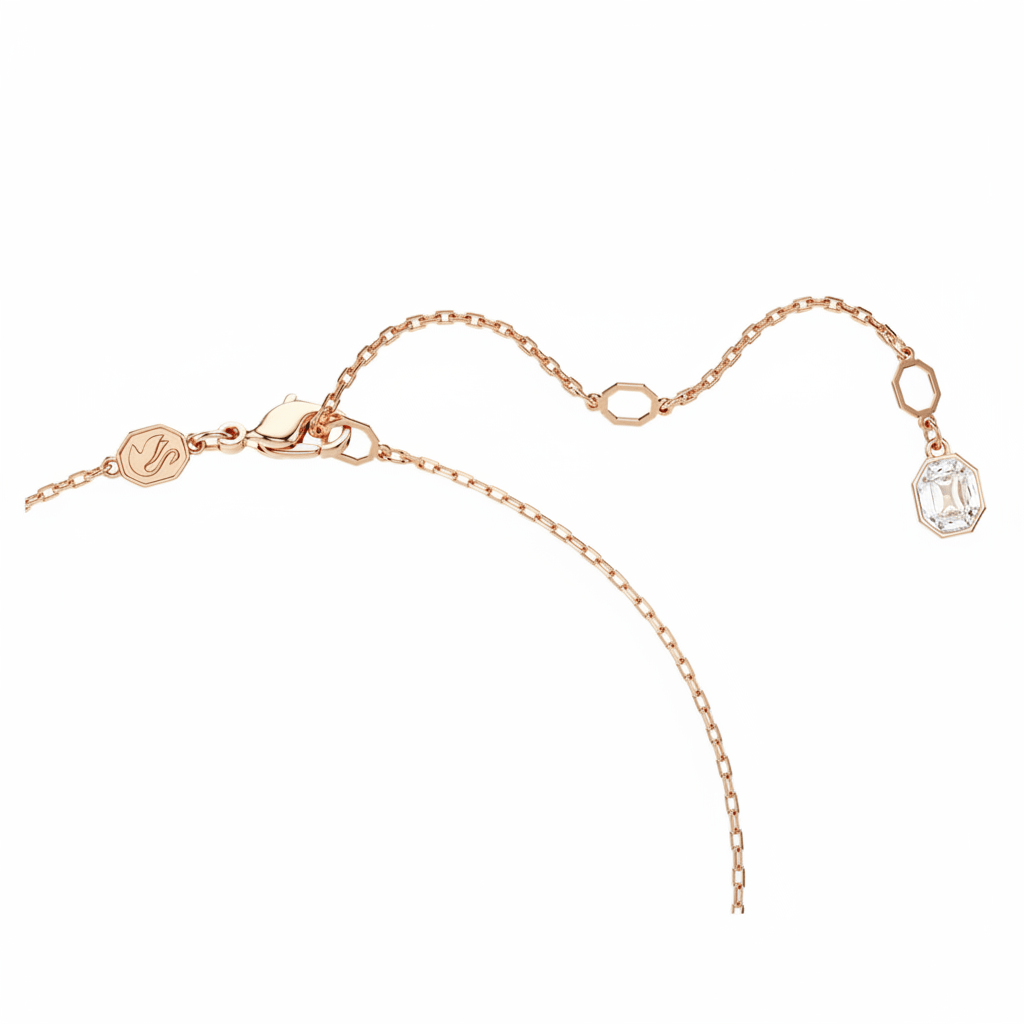 Swarovski Dextera Pendant, Round Cut, White, Rose Gold-Tone Plated -Swarovski