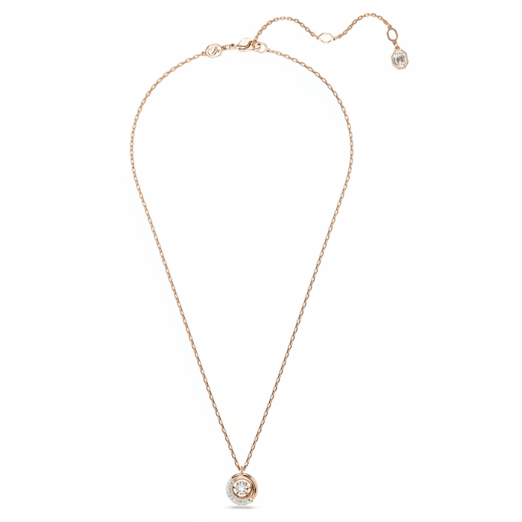 Swarovski Dextera Pendant, Round Cut, White, Rose Gold-Tone Plated -Swarovski