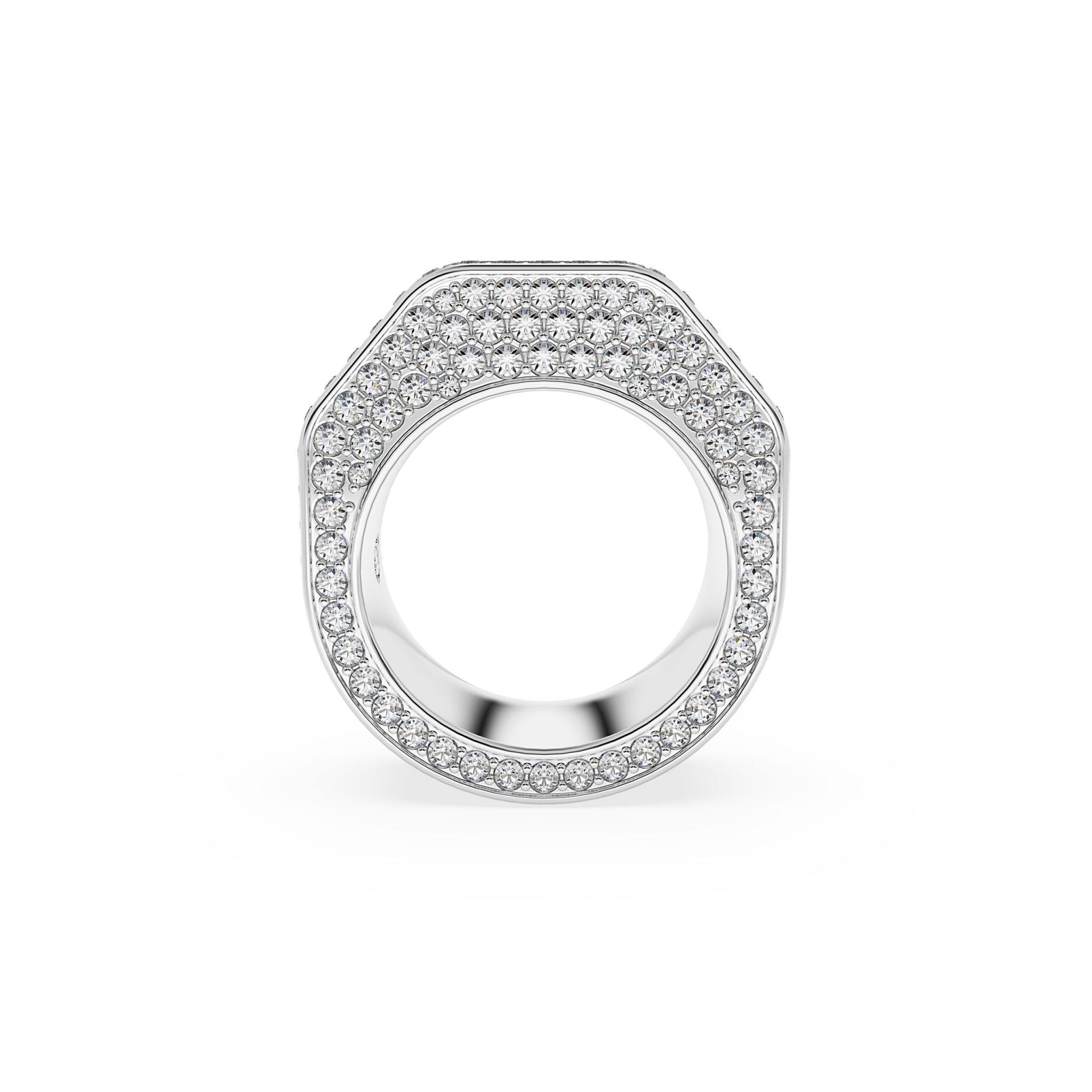Swarovski Dextera Ring Octagon Shape, Pavé, White, Rhodium Plated -Swarovski