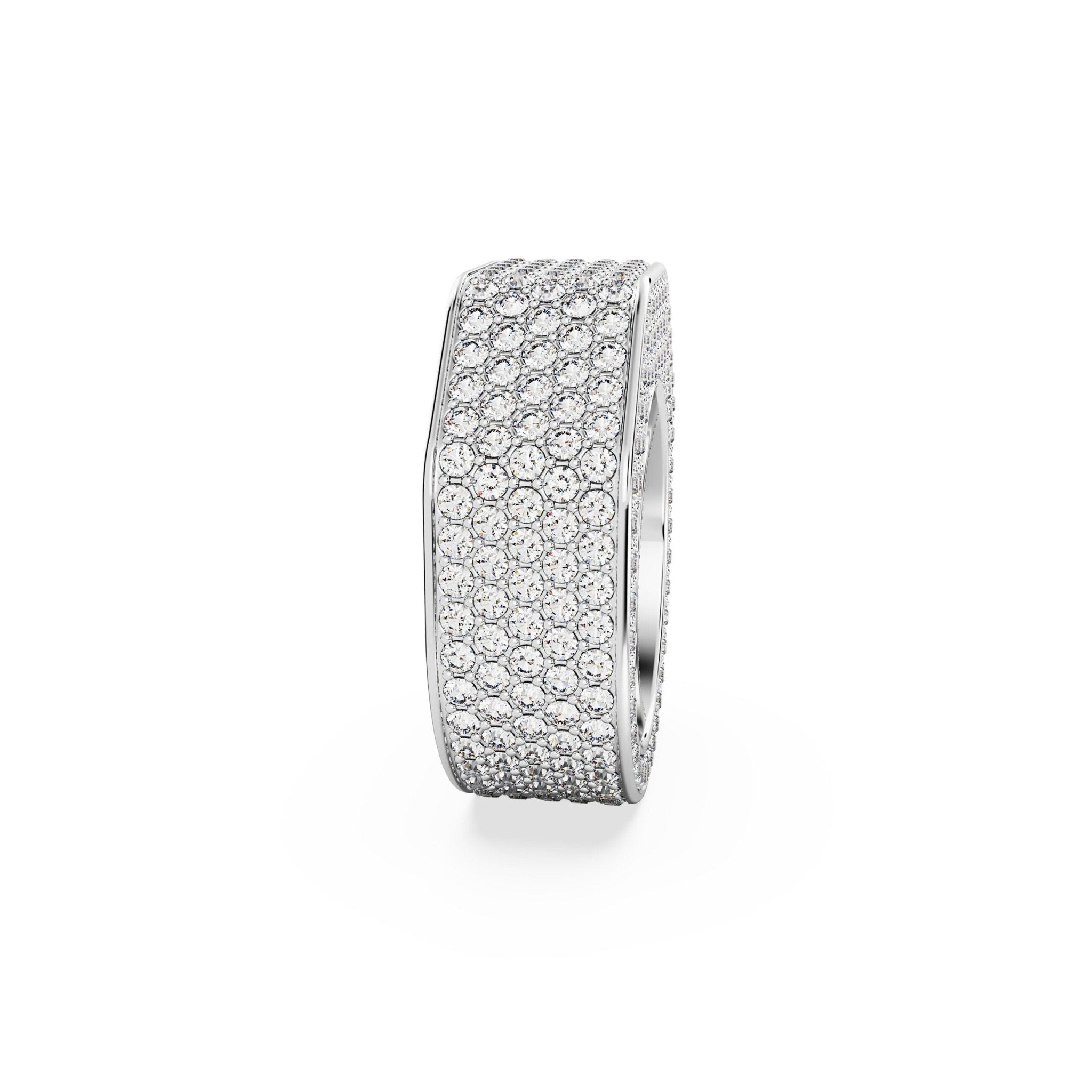 Swarovski Dextera Ring Octagon Shape, Pavé, White, Rhodium Plated -Swarovski