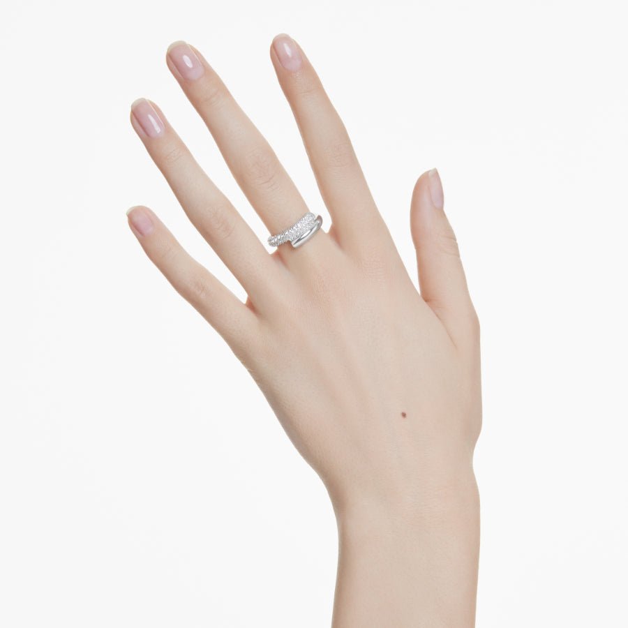 Swarovski Dextera Ring, White, Rhodium Plated -Swarovski