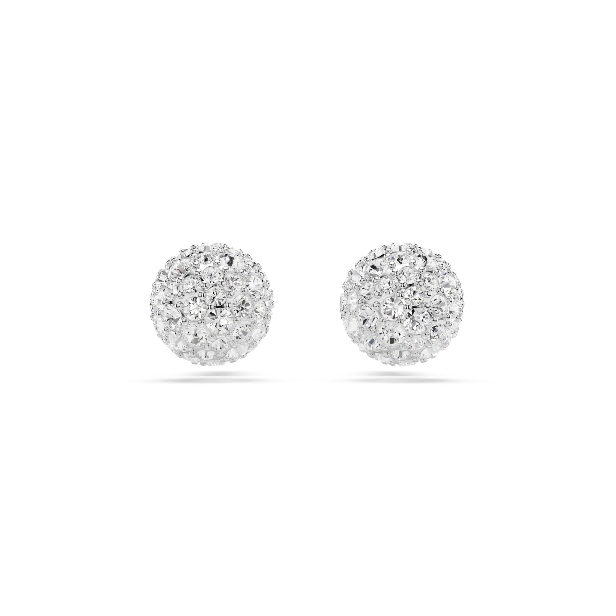Swarovski Dextera Stud Earrings Round Cut, White, Rhodium Plated -Swarovski