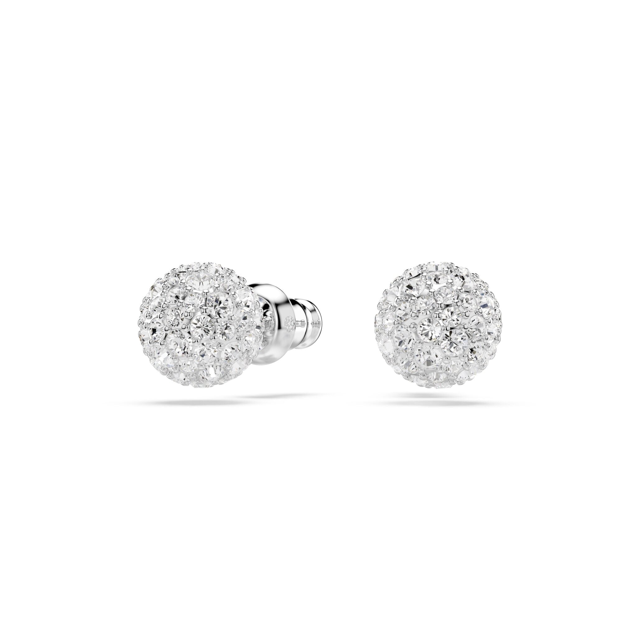 Swarovski Dextera Stud Earrings Round Cut, White, Rhodium Plated -Swarovski