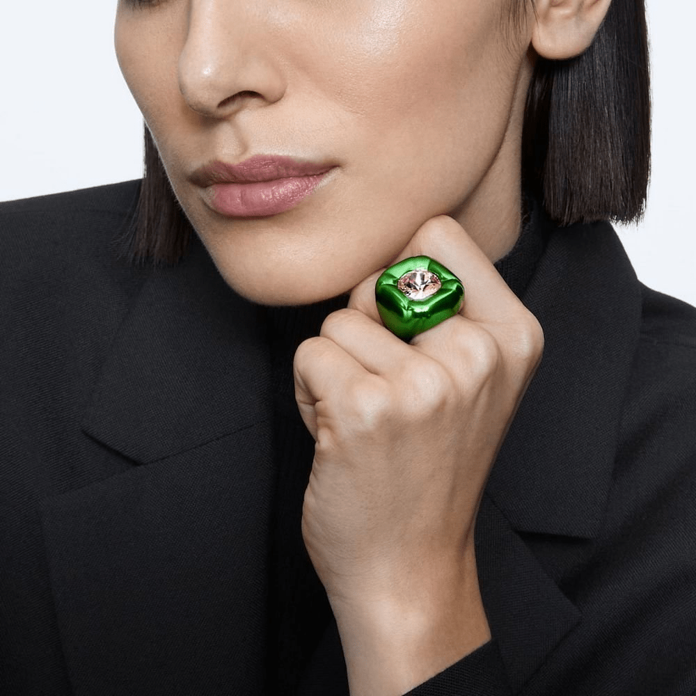 Swarovski Dulcis Cocktail Ring Cushion Cut, Green -Swarovski