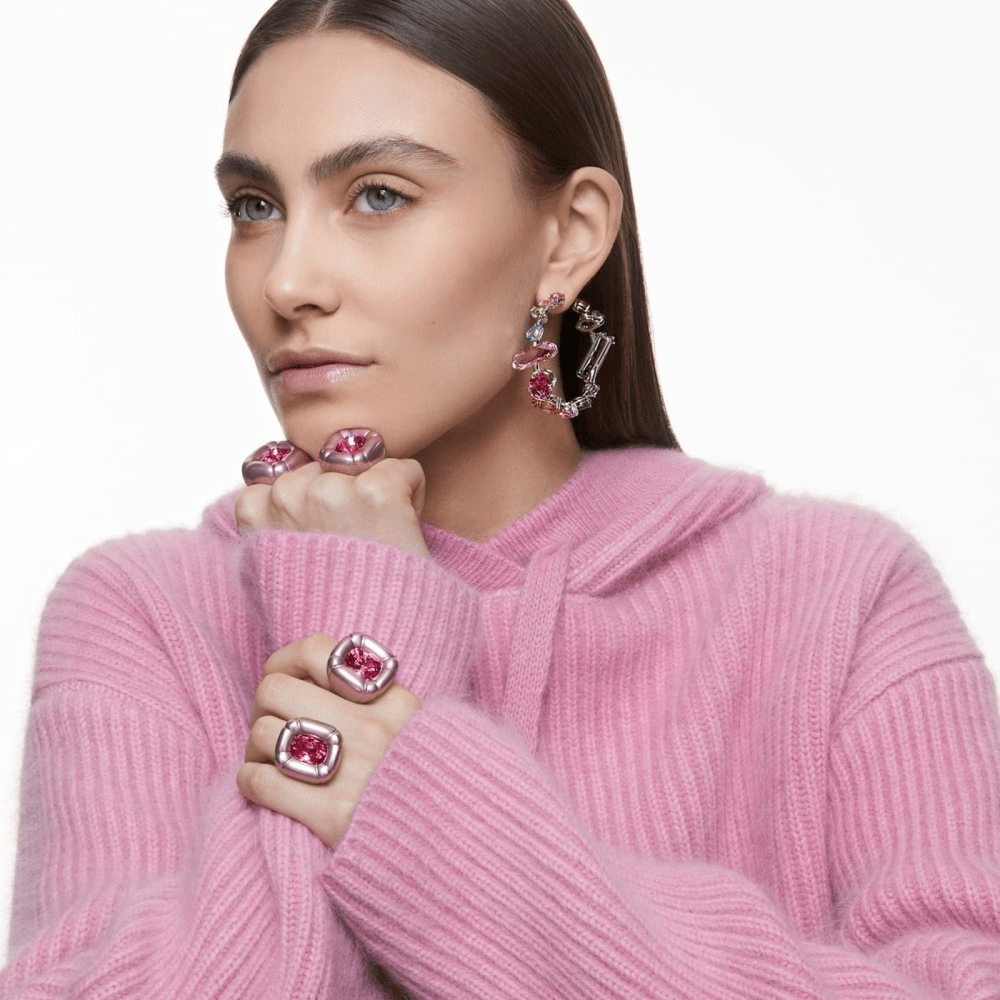 Swarovski Dulcis Cocktail Ring Cushion Cut, Pink -Swarovski