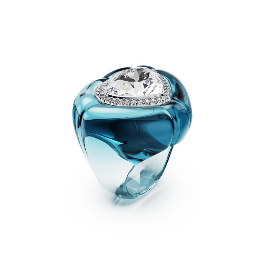 Swarovski Dulcis Cocktail Ring, Heart Cut, Pavé, Heart, Blue -Swarovski