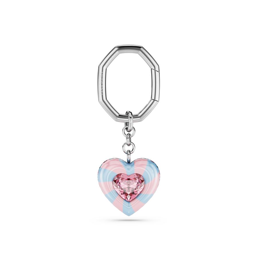 Swarovski Dulcis key ring, Heart cut, Heart, Multicolored, Rhodium plated -Swarovski