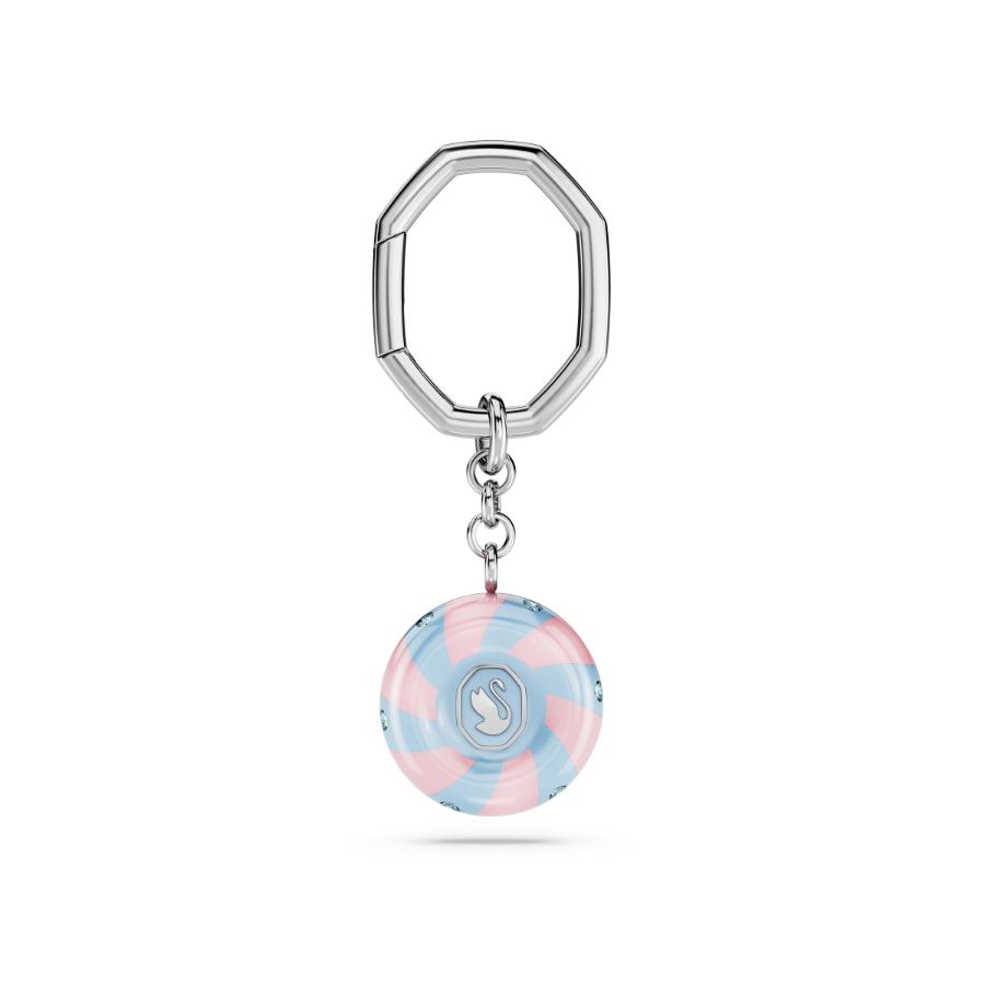 Swarovski Dulcis key ring, Round cut, Multicolored, Rhodium plated -Swarovski