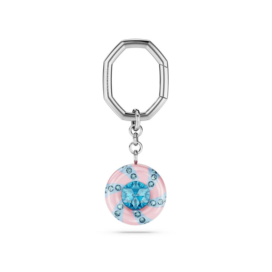 Swarovski Dulcis key ring, Round cut, Multicolored, Rhodium plated -Swarovski