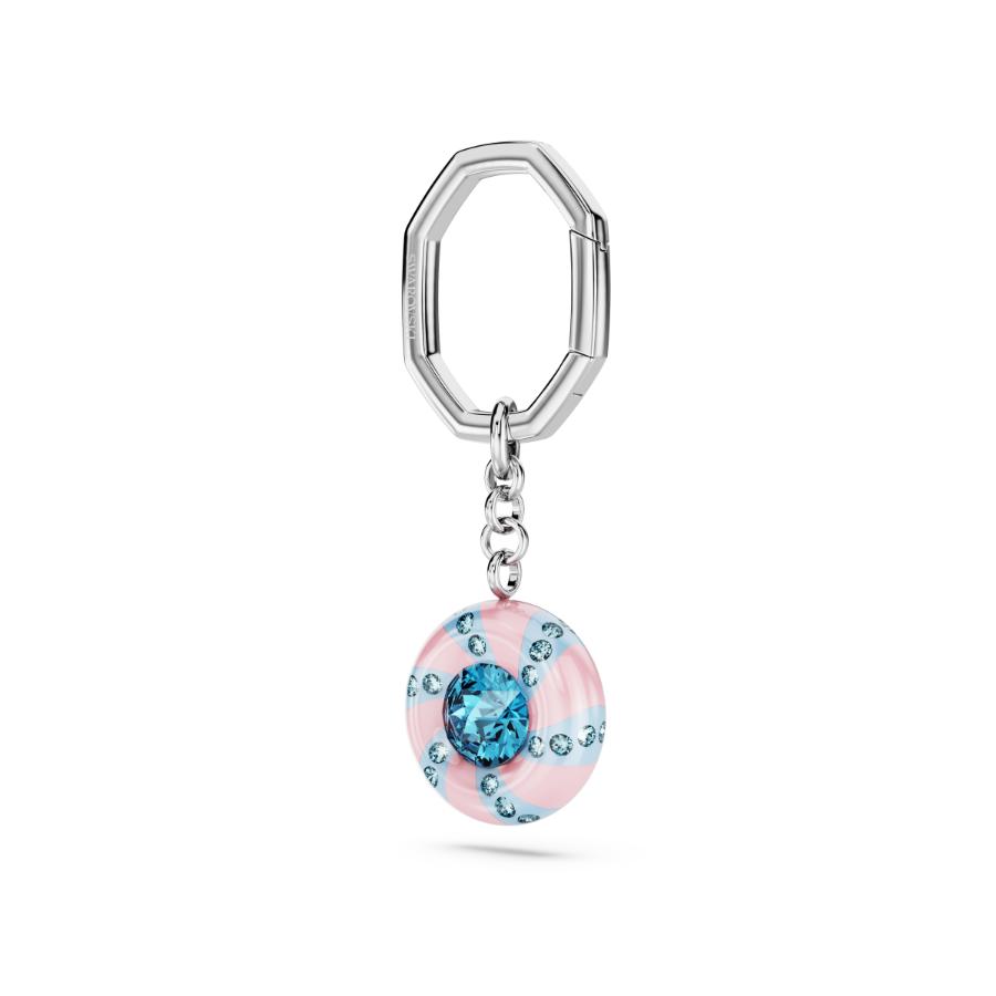 Swarovski Dulcis key ring, Round cut, Multicolored, Rhodium plated -Swarovski