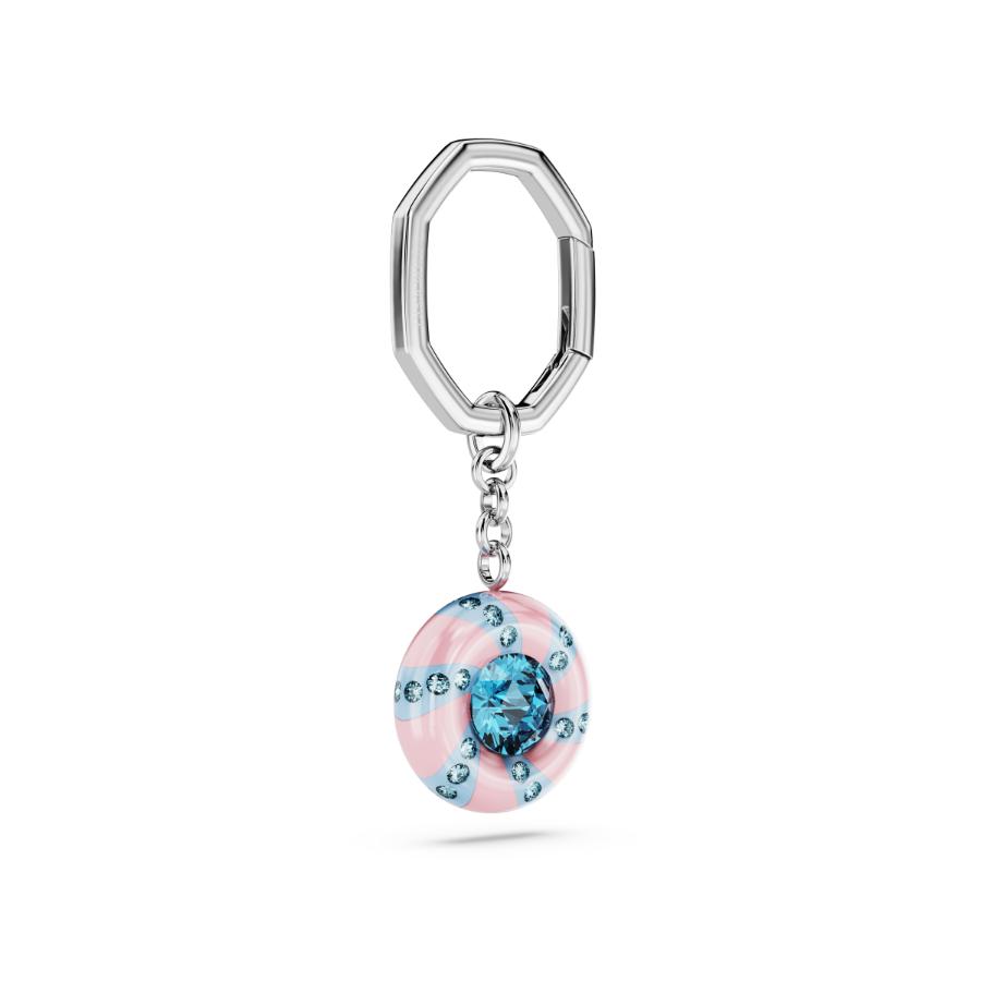 Swarovski Dulcis key ring, Round cut, Multicolored, Rhodium plated -Swarovski