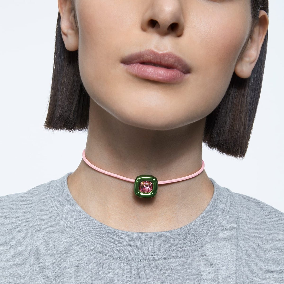 Swarovski Dulcis Necklace Cushion Cut, Green -Swarovski