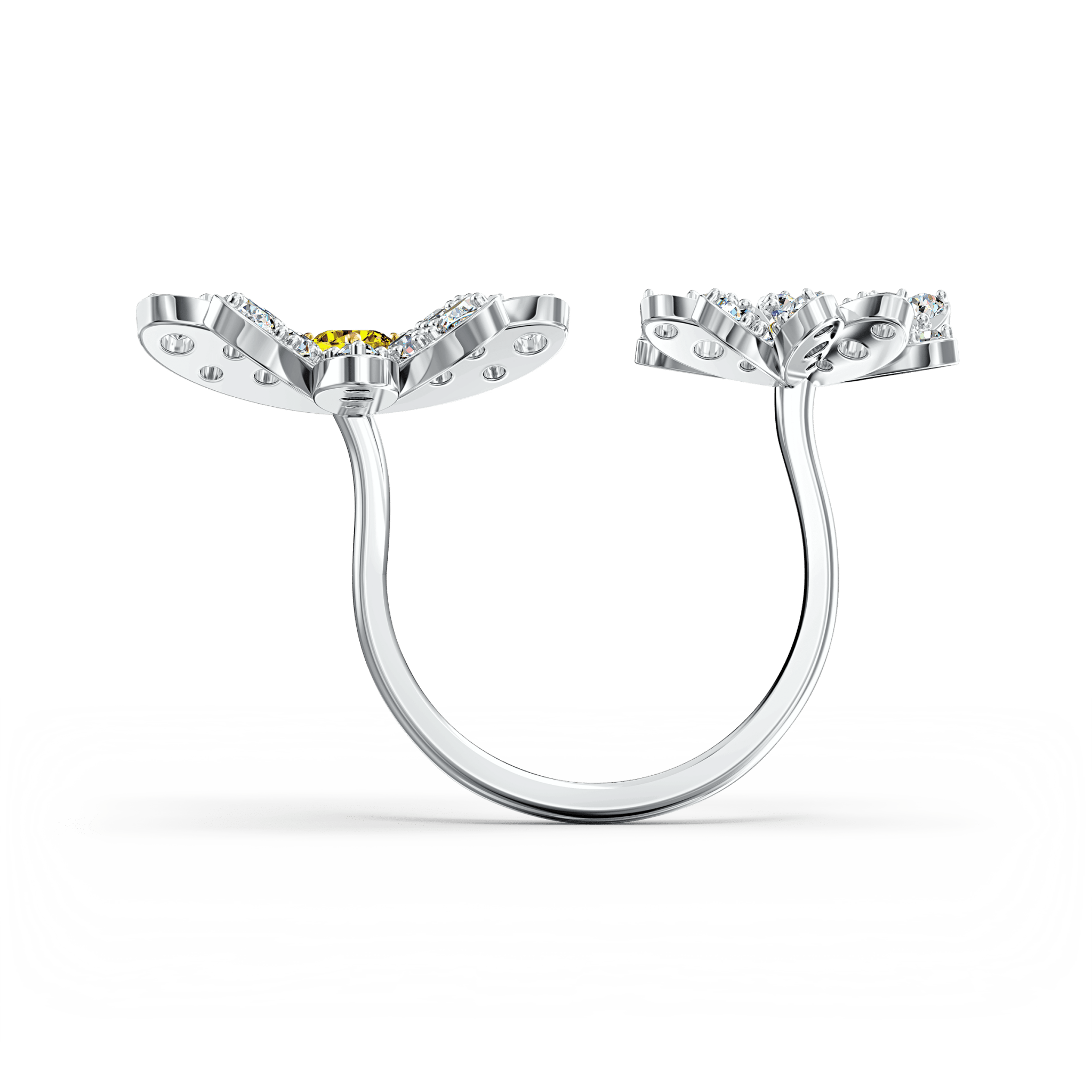 Swarovski Eternal Flower Open Ring, Yellow, Mixed Metal Finish -Swarovski